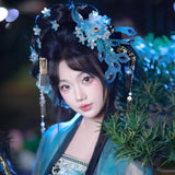 Blue Peacock Glory U-Shaped Hair Stick