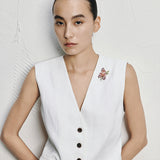 Crystal Petal Rose Brooch
