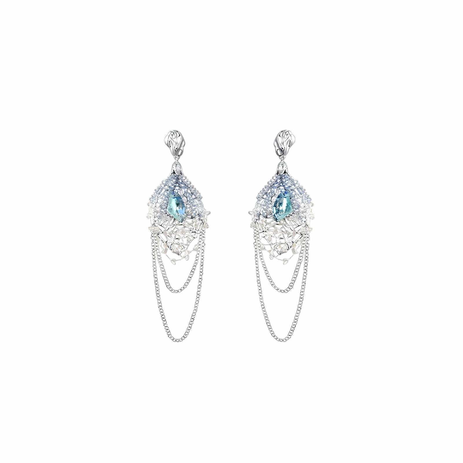 Aqua Veil Cascade Earrings