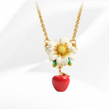 Red Apple Flower Necklace