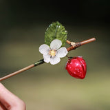 Strawberry Blossom Bamboo Hair Stick