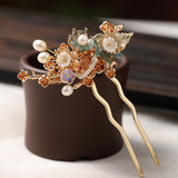 Oriental Chinese Flower Wave Hair Stick