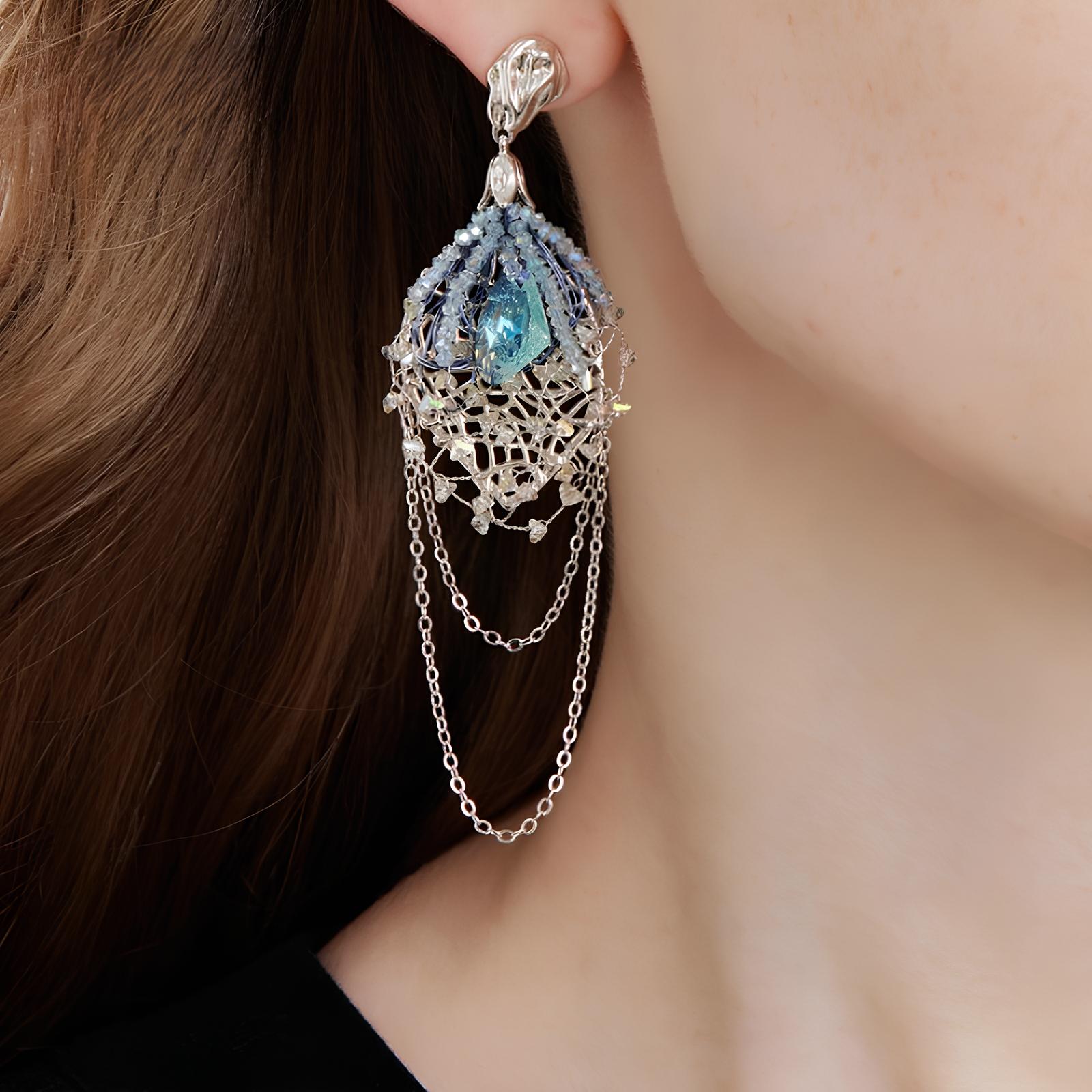 Aqua Veil Cascade Earrings