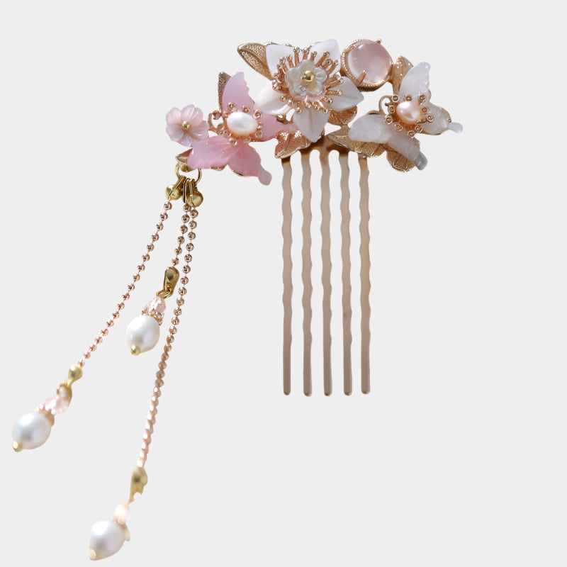 Oriental Flower and Butterfly Chinese Hair Stick