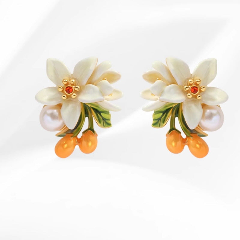 Small Kumquat Blossom Earrings