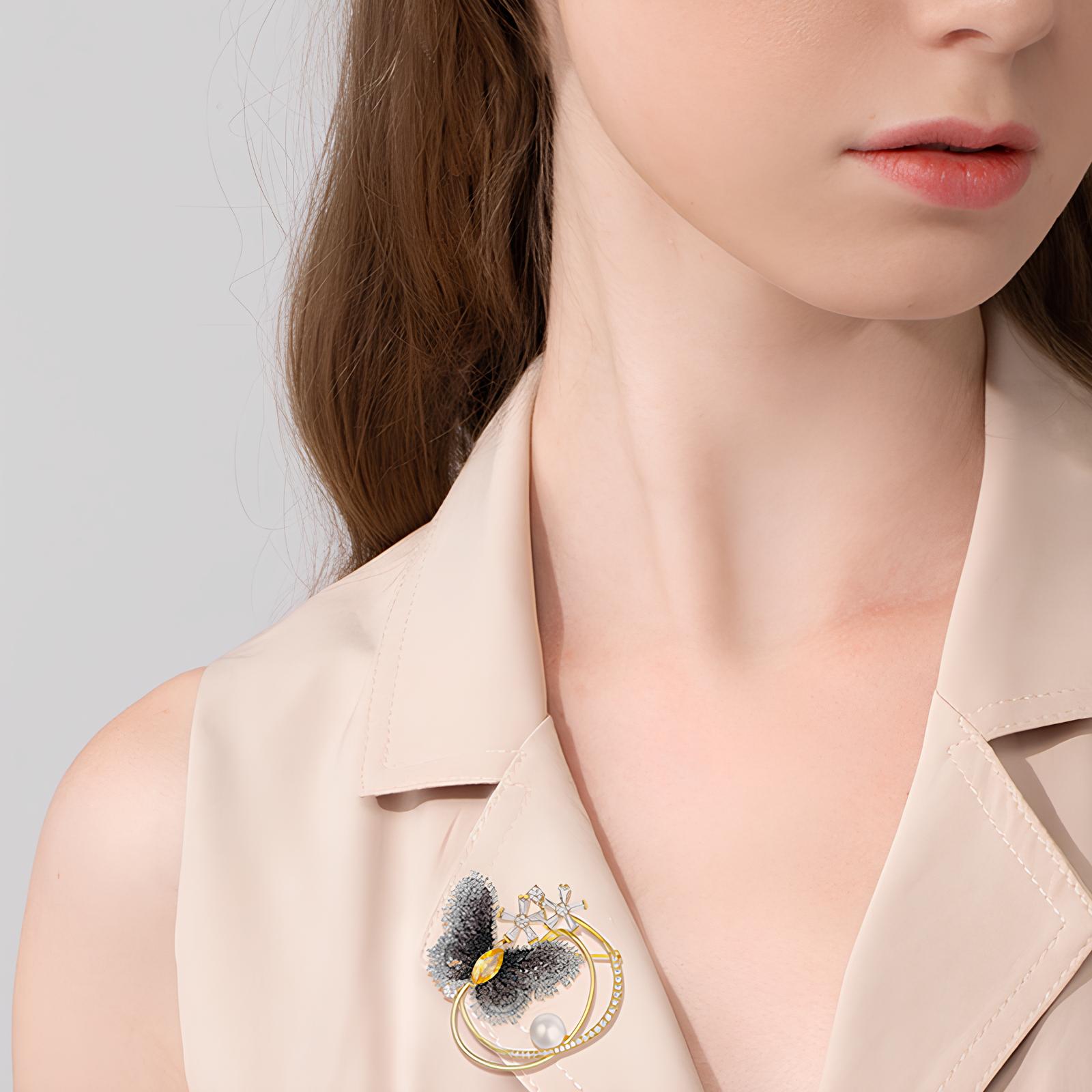 Midnight Bloom Butterfly Brooch