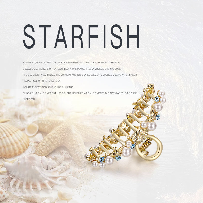 Blue Ocean-Glow Cubic & Starfish Hair Clip