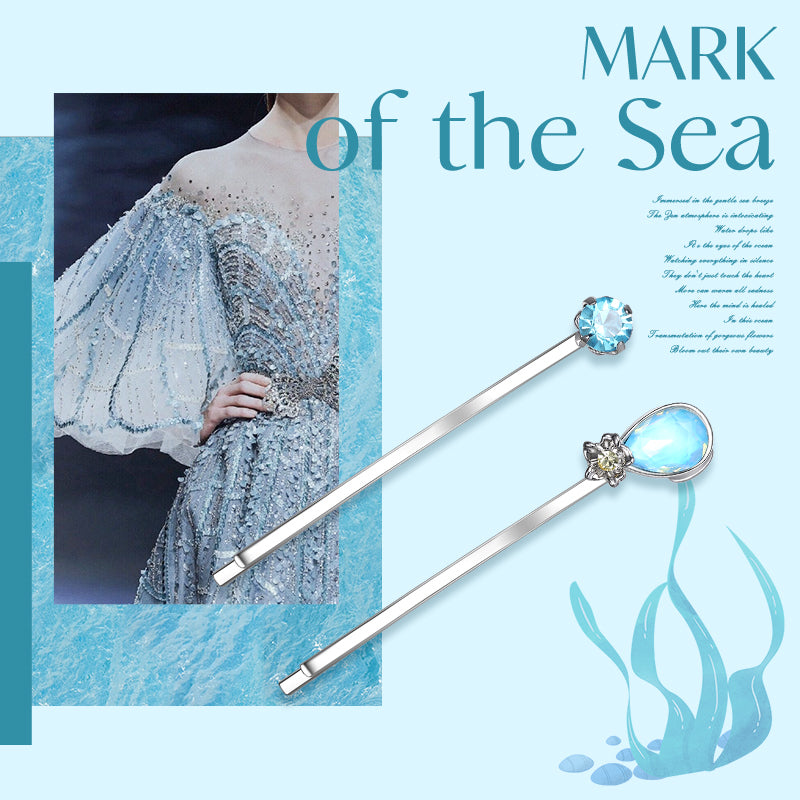 Crystal of the Sea Side Hair Clip