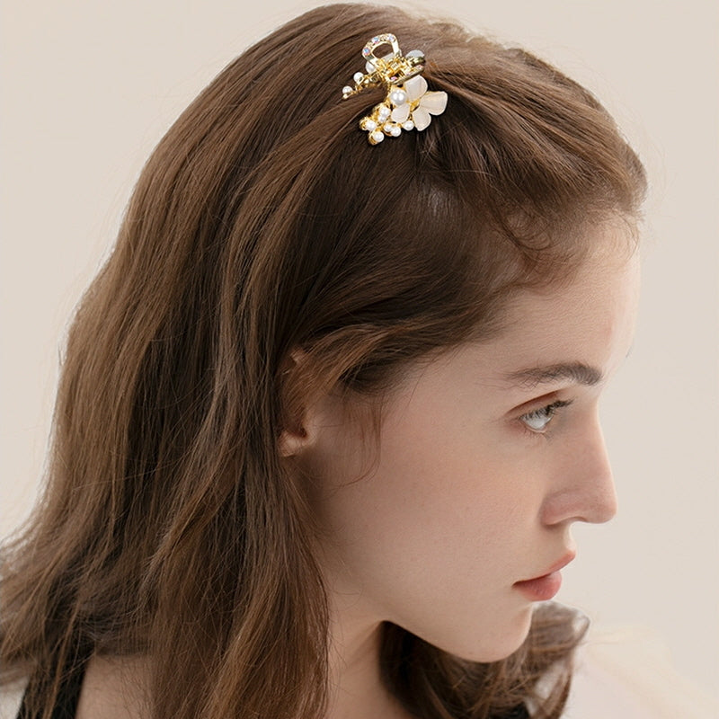 White Butterfly & Pearl Hair Clip