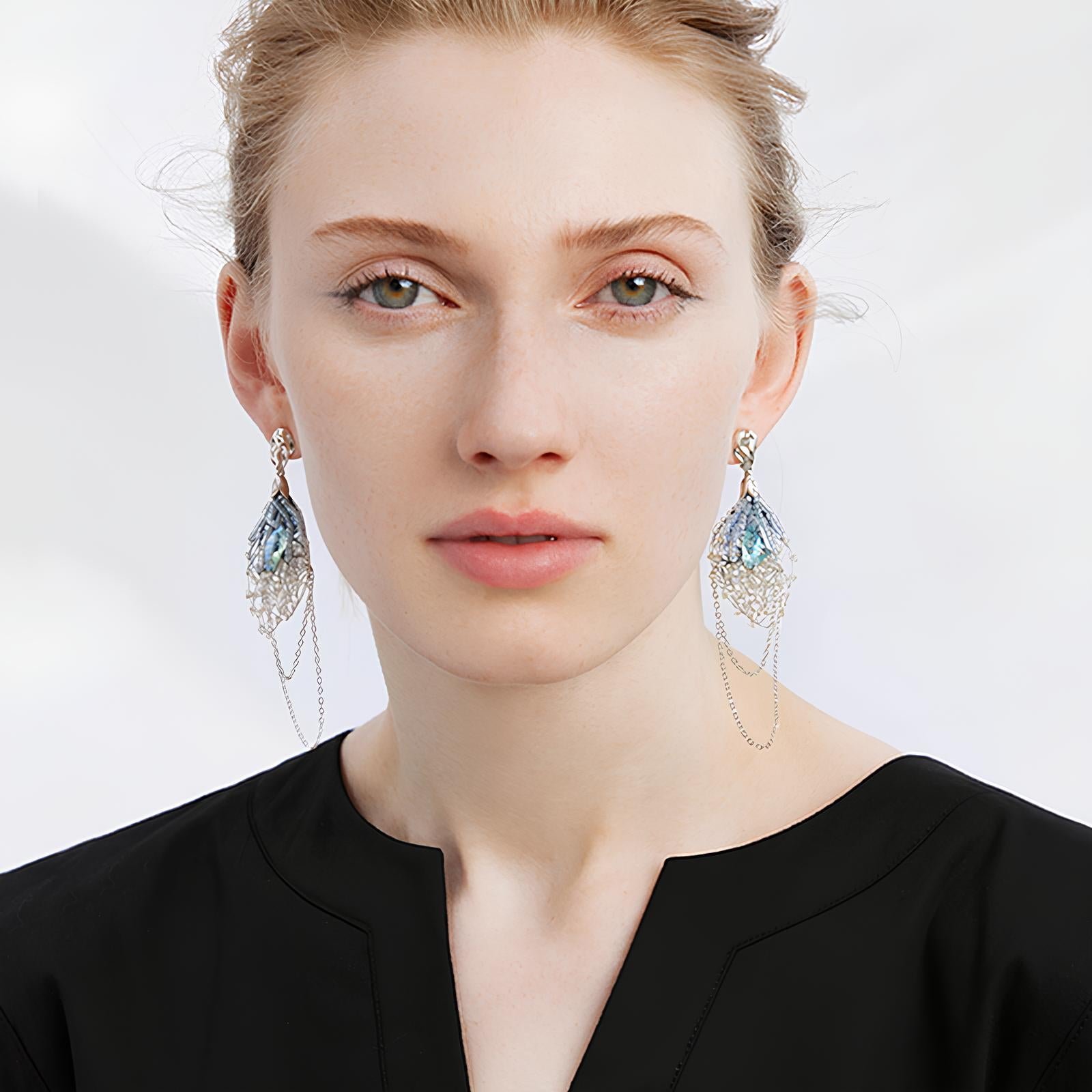 Aqua Veil Cascade Earrings