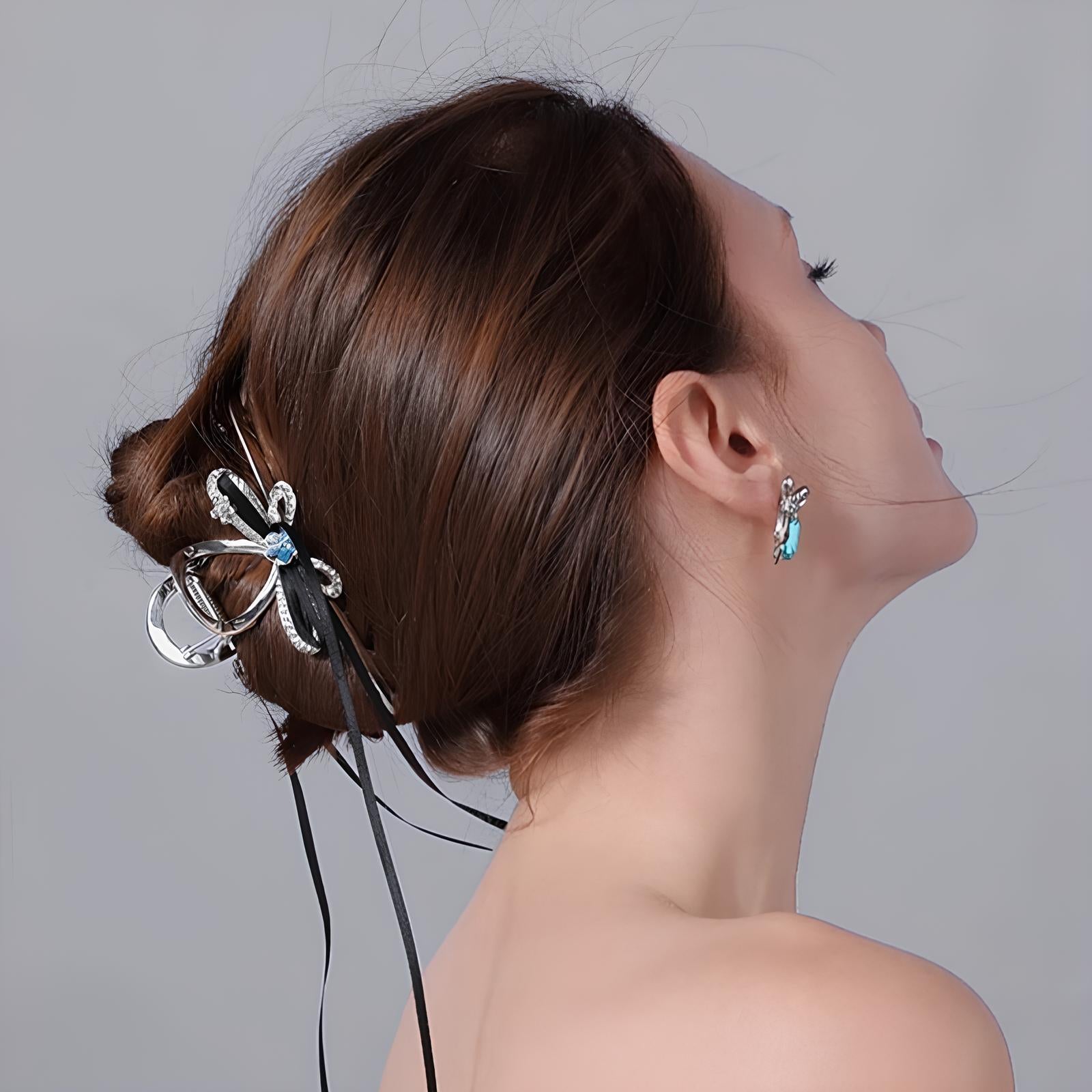 Blue Velvet Butterfly Clip