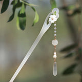 Cherry Blossom Jade Tassel Hair Stick