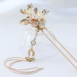 Oriental Deer and Flower U-Shaped Hair Stick