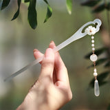 Cherry Blossom Jade Tassel Hair Stick