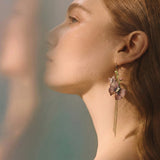 Ballet Rose Butterfly Fringe Earrings