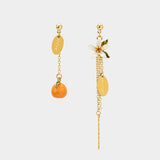 Orange & Blossom Unbalance Tassel Earrings