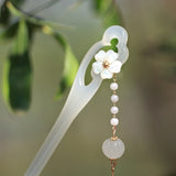 Cherry Blossom Jade Tassel Hair Stick