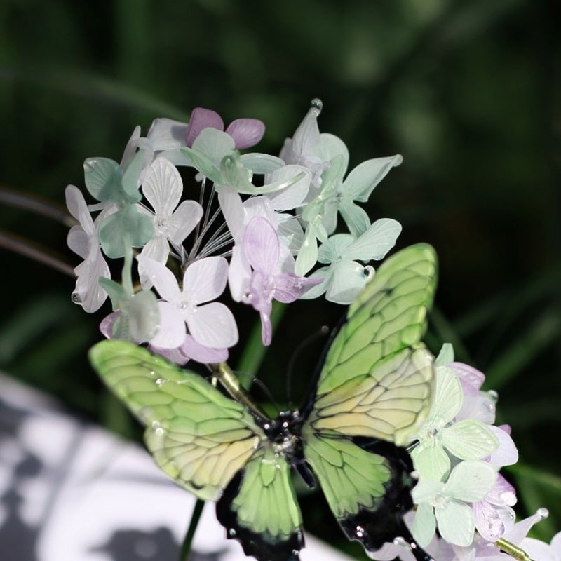 Hyedrangea & Butterfly U-Shaped Hair Stick