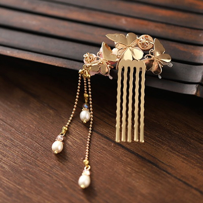 Oriental Flower and Butterfly Chinese Hair Stick