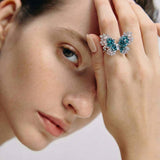 Contour Wing Crystal Ring