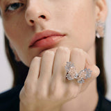 Contour Wing Crystal Ring