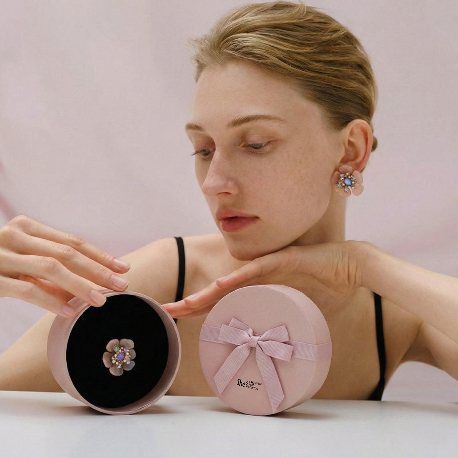 Blossom Glow Rosy Crystal Ring