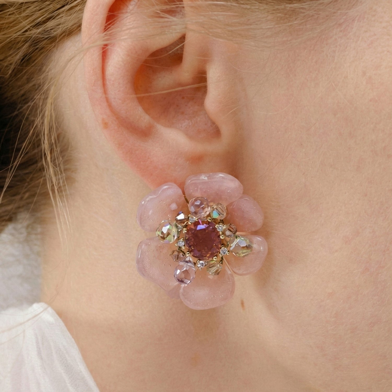 Blossom Glow Rosy Crystal Earrings