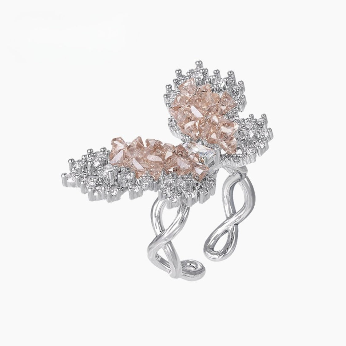 Contour Wing Crystal Ring