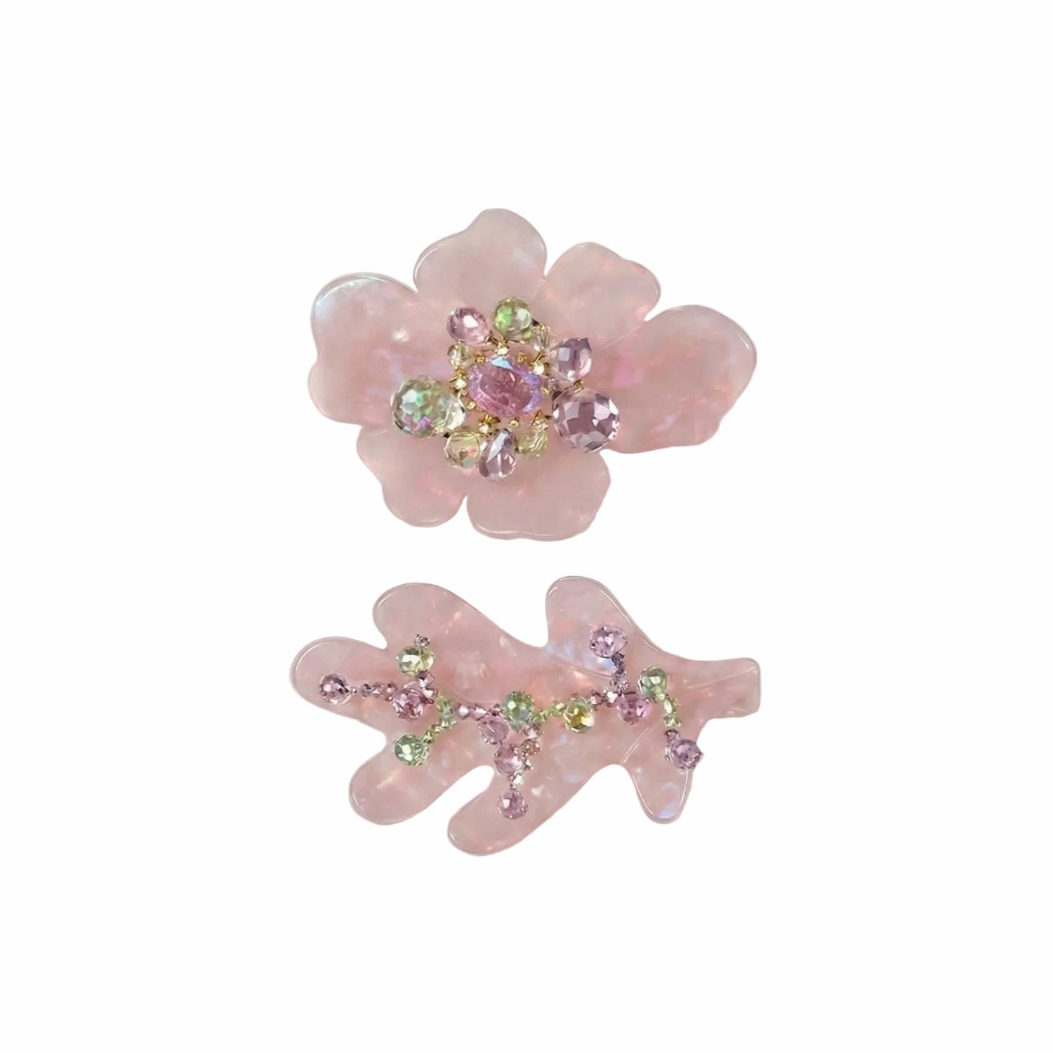 Blossom Glow Rosy Crystal Clips