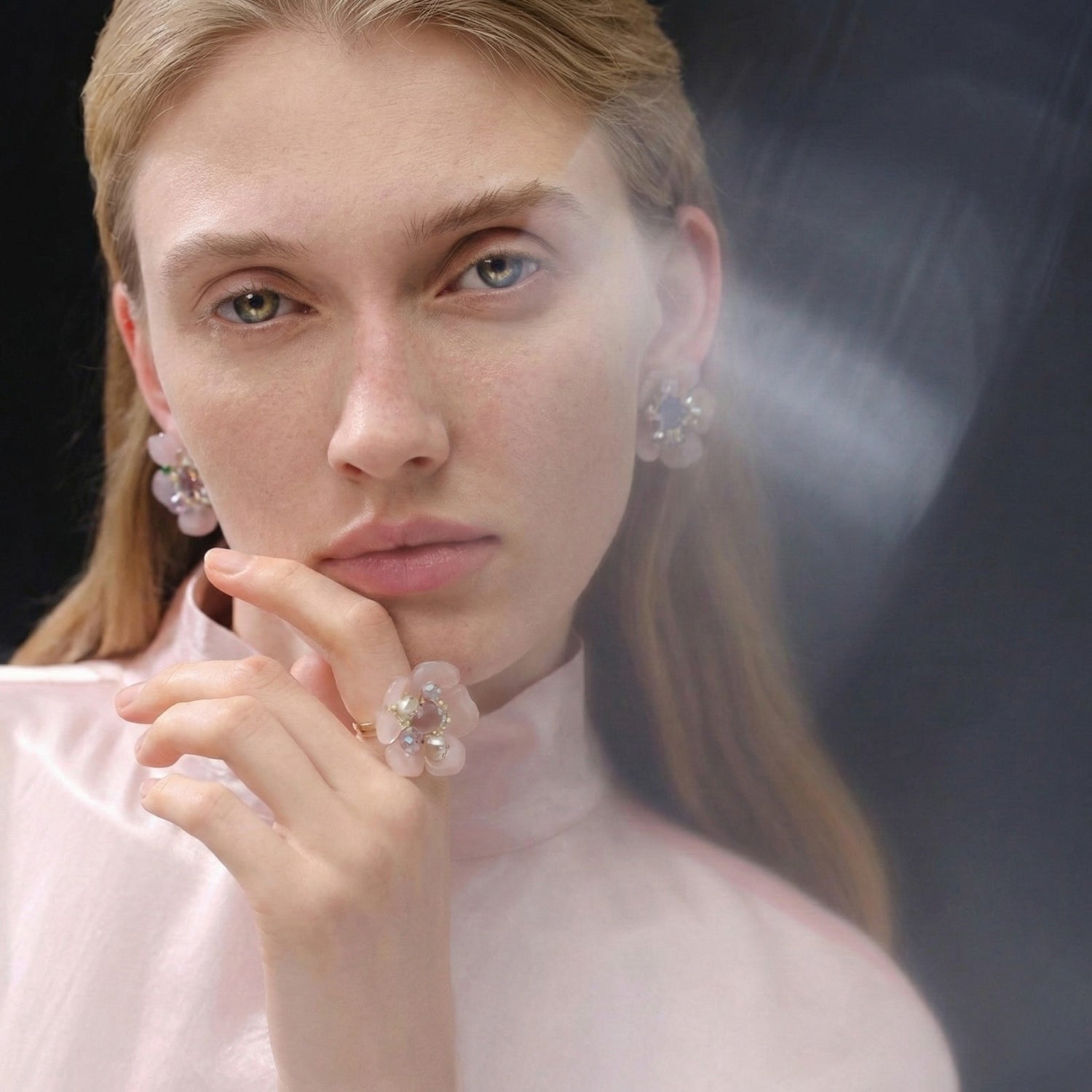 Blossom Glow Rosy Crystal Earrings