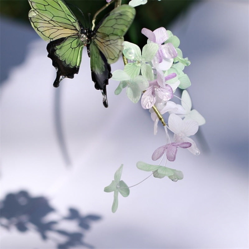 Hyedrangea & Butterfly U-Shaped Hair Stick