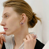 Blossom Glow Rosy Crystal Earrings