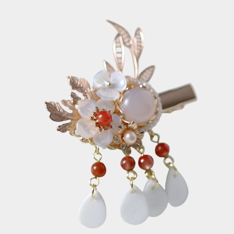 Hibiscus Flower & Pearl Hair Clip