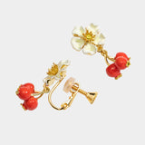 Sweet Red Berry Flower Earrings