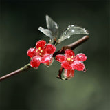 Red Plum Blossom Bamboo Hair Stick