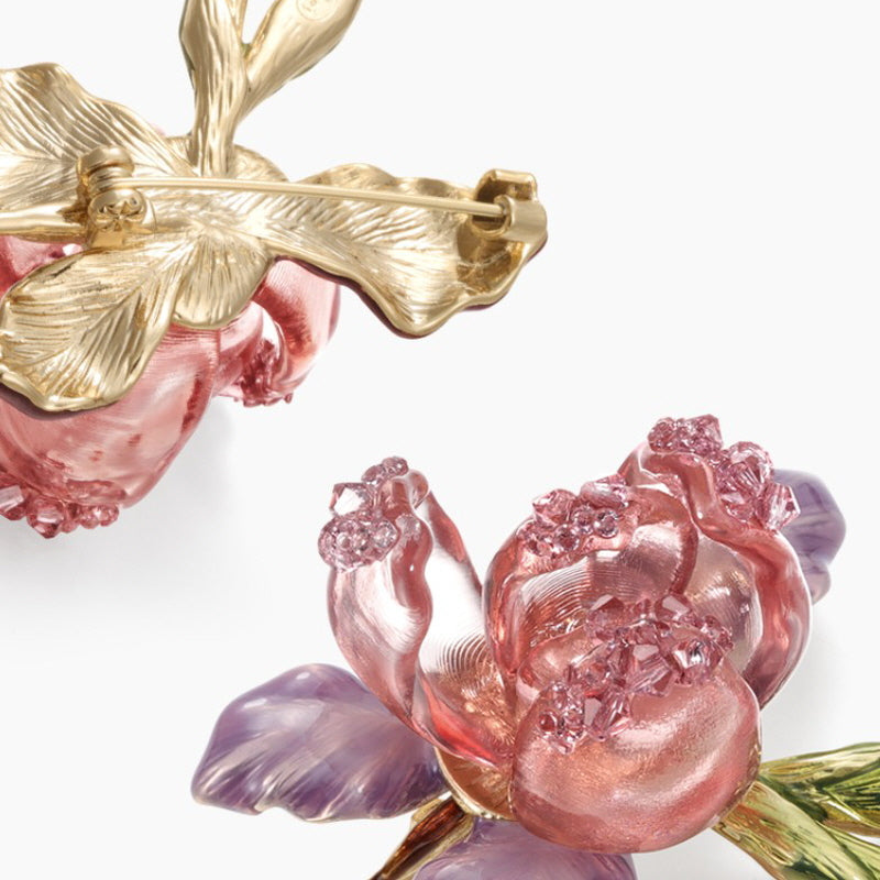 Crystal Petal Rose Brooch