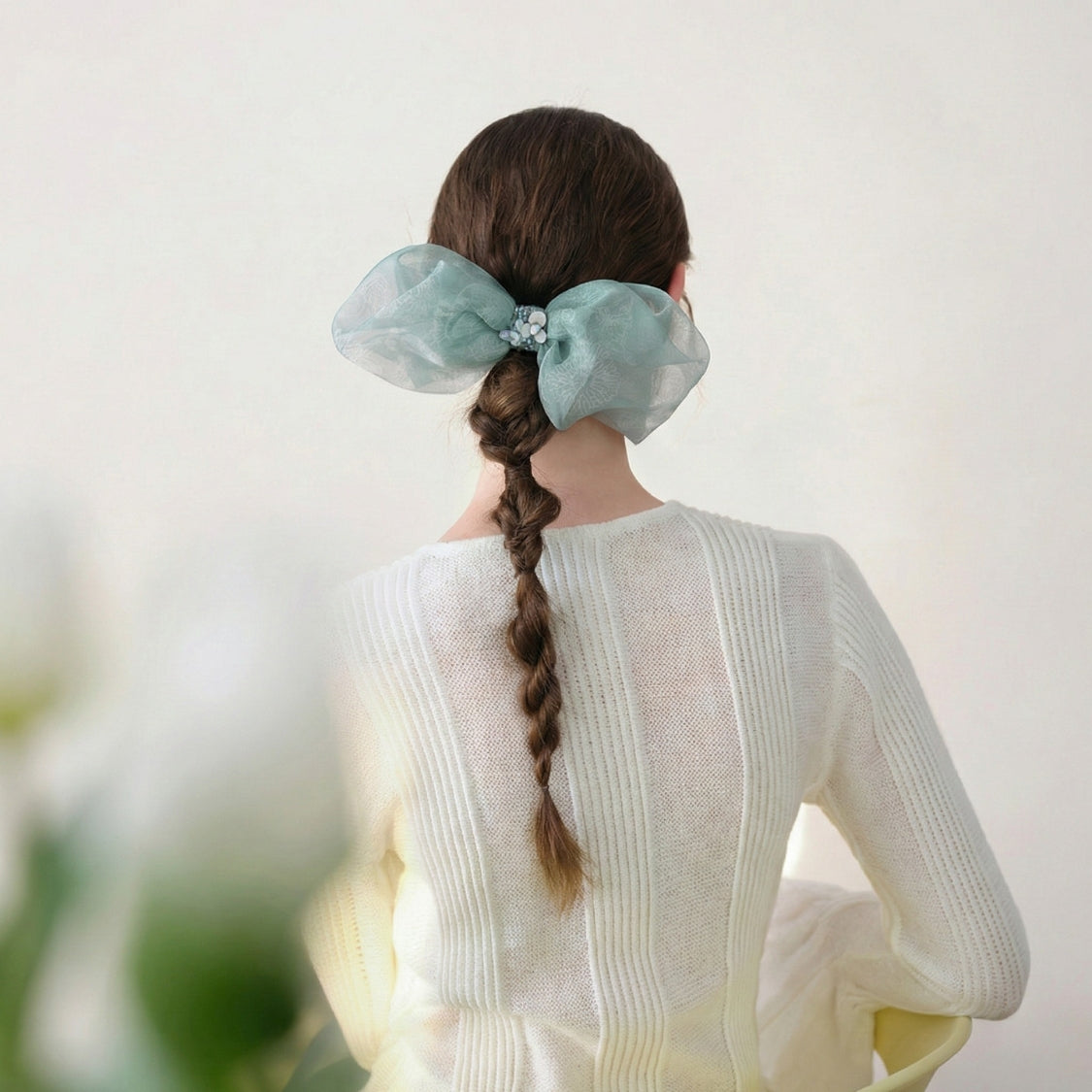 Celeste Luster Garden Bow Pin