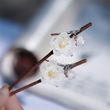 White Snow Plum Blossom Bamboo Hair Stick