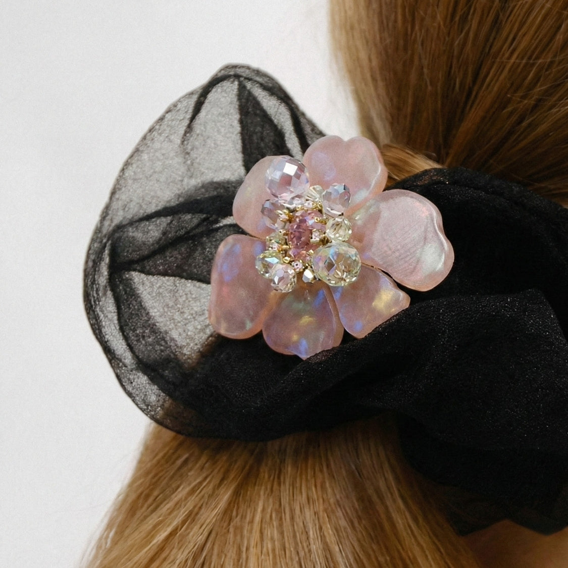 Blossom Glow Rosy Crystal Scrunchie