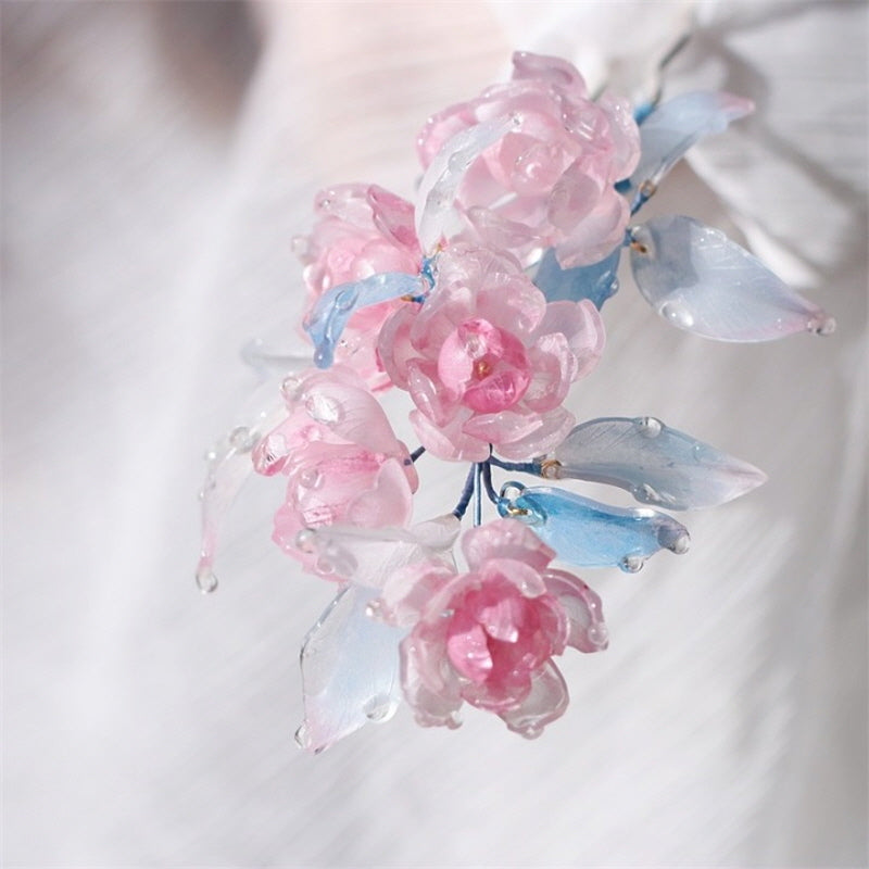 Crystal Peony Bloom U-Shaped Hair Stick