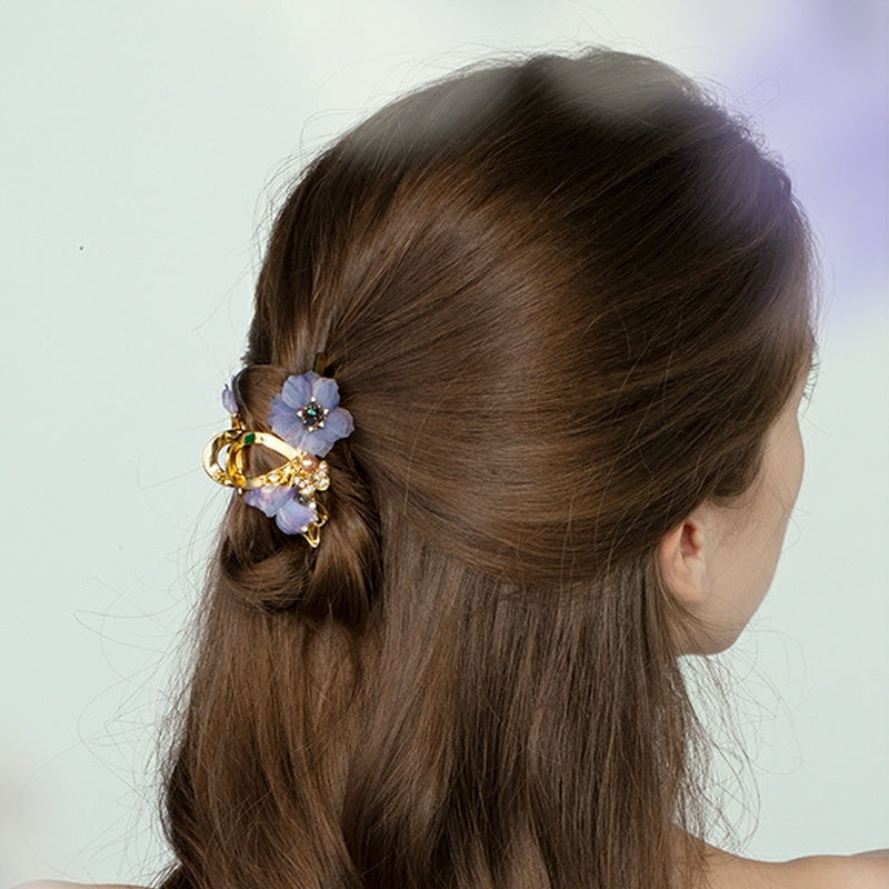 Violet Flower in the Wind Hair Clip