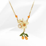 Tangy Kumquat & Flower Necklace