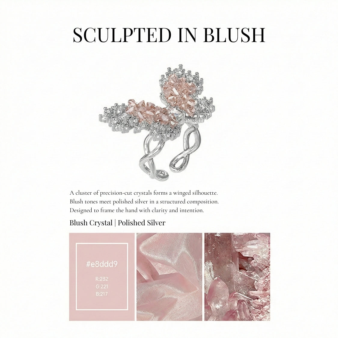 Contour Wing Crystal Ring