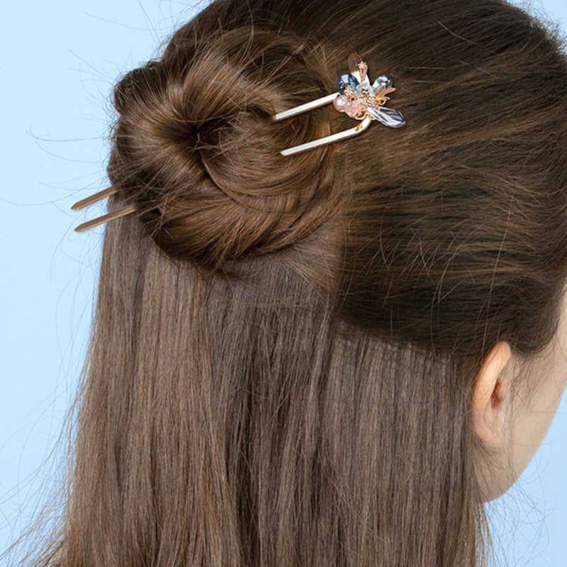 Crystal Bloom U-Shaped Hair Stick