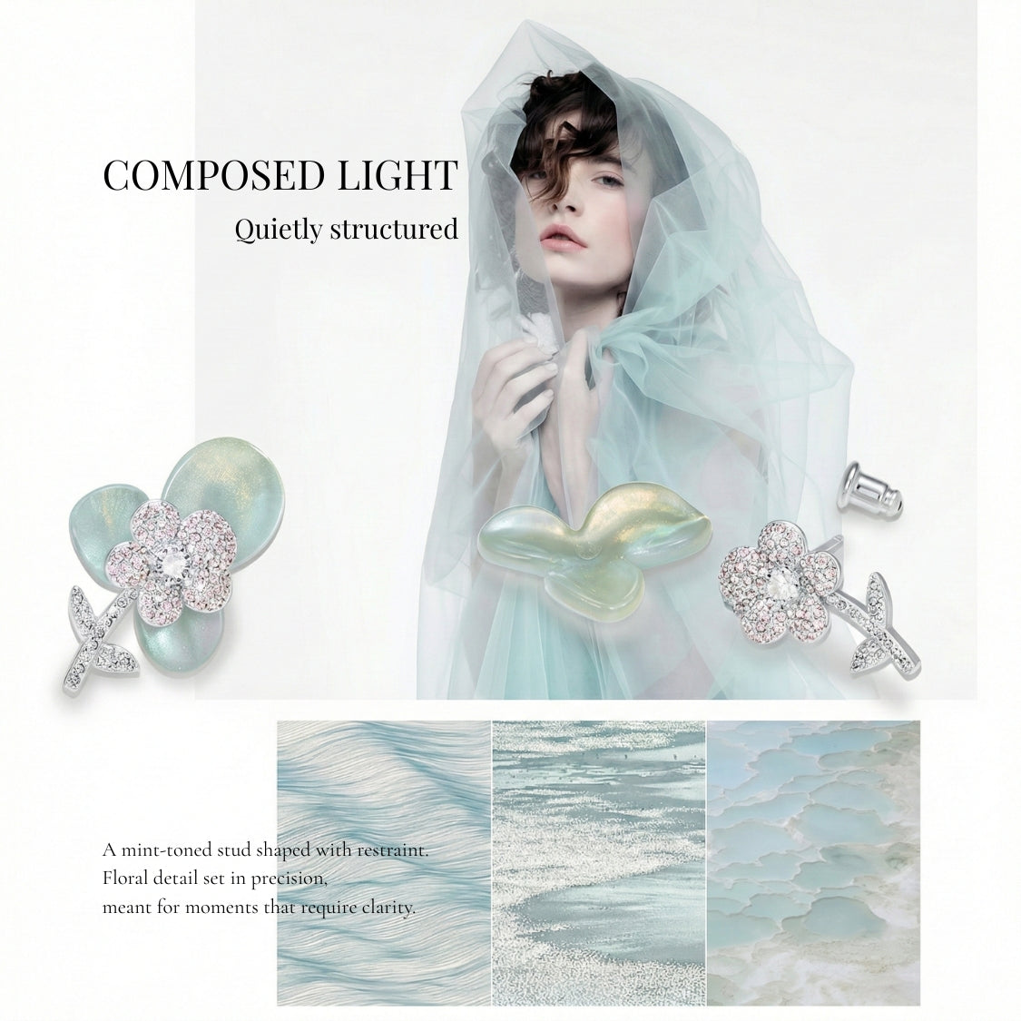 Celeste Luster Pale Eden Stud Earrings