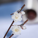 White Snow Plum Blossom Bamboo Hair Stick