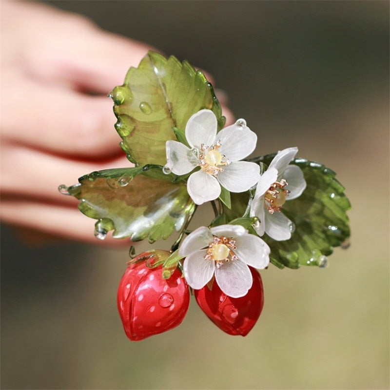 Strawberry Blossom Bamboo Hair Stick