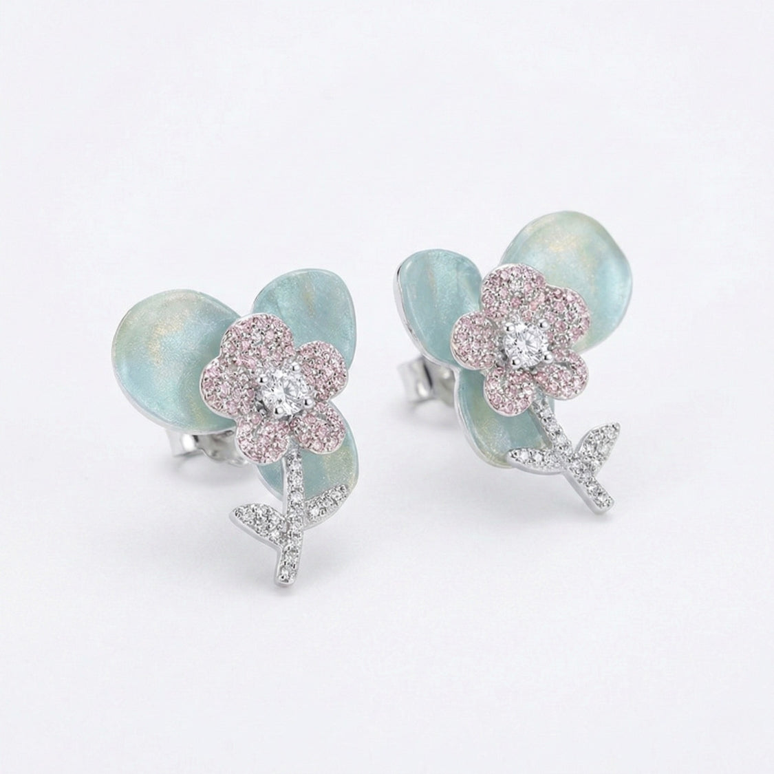 Celeste Luster Pale Eden Stud Earrings