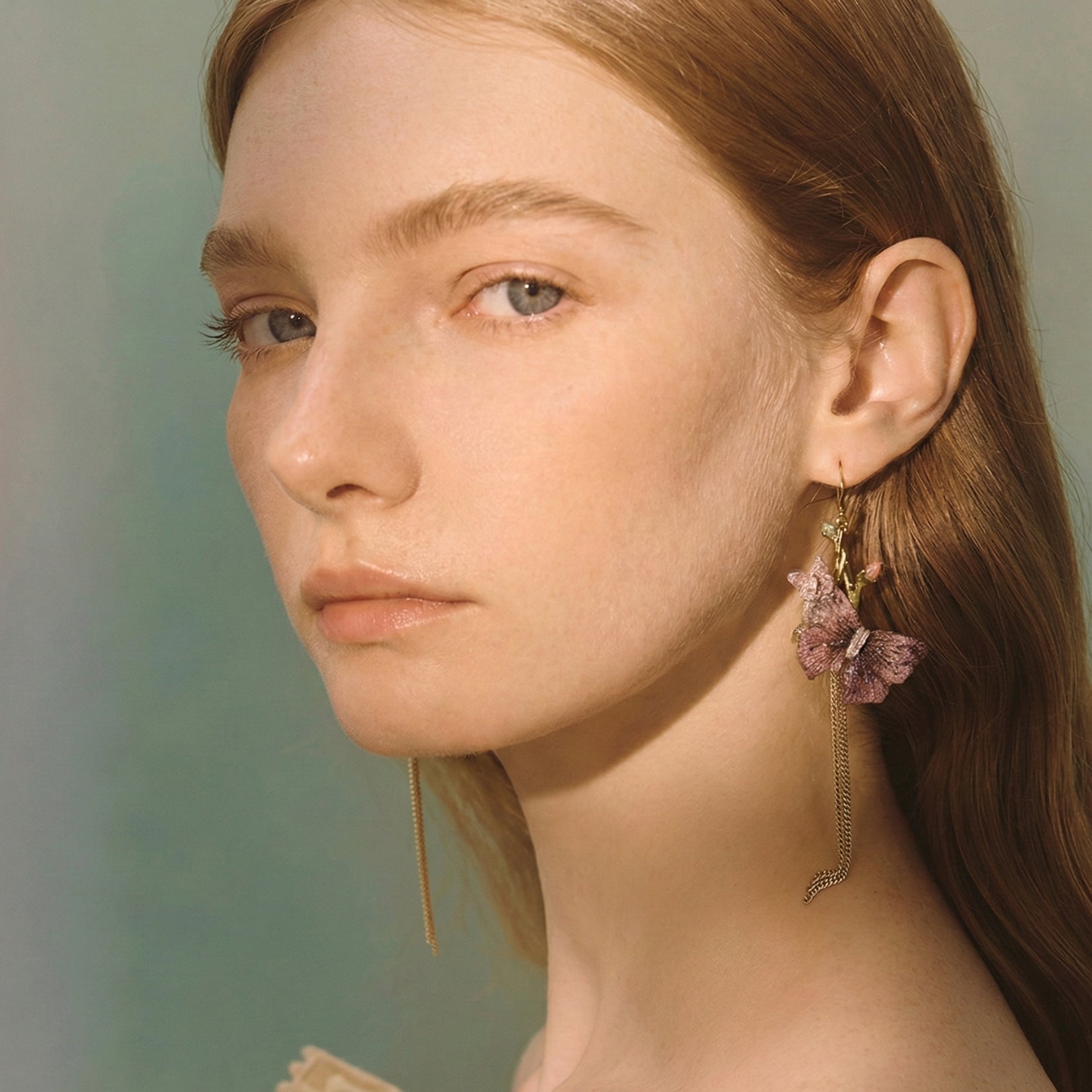 Ballet Rose Butterfly Fringe Earrings