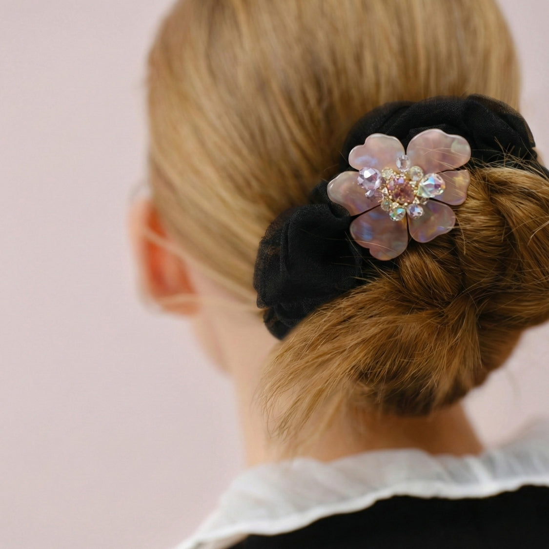 Blossom Glow Rosy Crystal Scrunchie